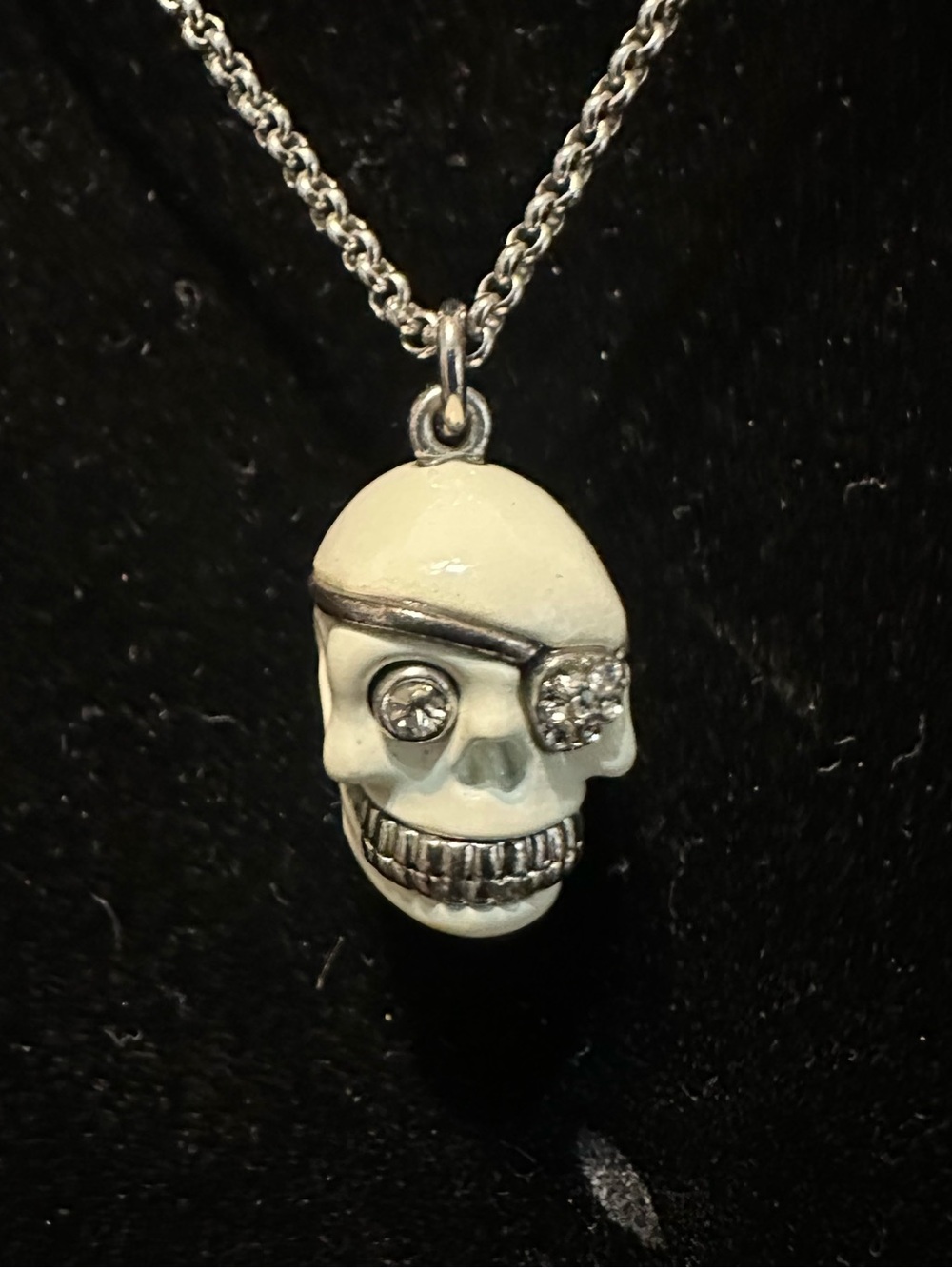 Juicy couture White Skull Pirate Pendant Necklace with Crystal Eye